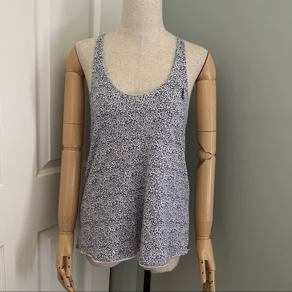 Obey Loose Fit Blue White Speckled Racerback Tank Top Size M - Picture 3 of 13